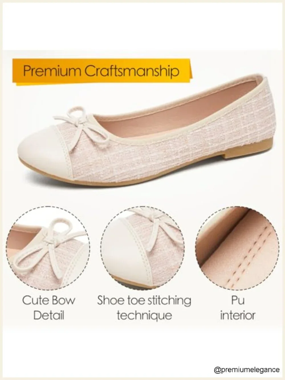 Women's Ballet Flats Foldable Slip On Non-Slip Round Toe Bow Knot Dress Shoes